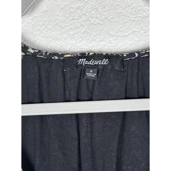 Madewell Womens Sz S black floral shirt dress button front Bohemian Cottagecore - Picture 3 of 10